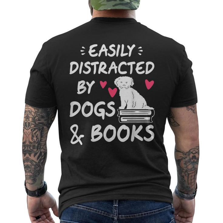 Easily Distracted By Dogs And Books Dog & Book Lover Men's T-shirt Back Print