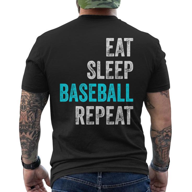 Eat Sleep Baseball Repeat Baselball Baseball Player Men's T-shirt Back Print