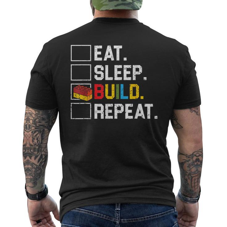 Eat Sleep Build Repeat Master Builder Bricks Blocks Men's T-shirt Back Print