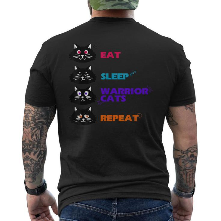 Eat-Sleep-Cat Warrior-Repeat-Cat Lover Men's T-shirt Back Print