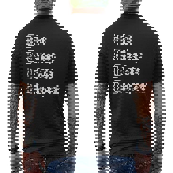 Eat Sleep Code Repeat Geek Programmer Developer Camiseta Hombre Estampado Espalda