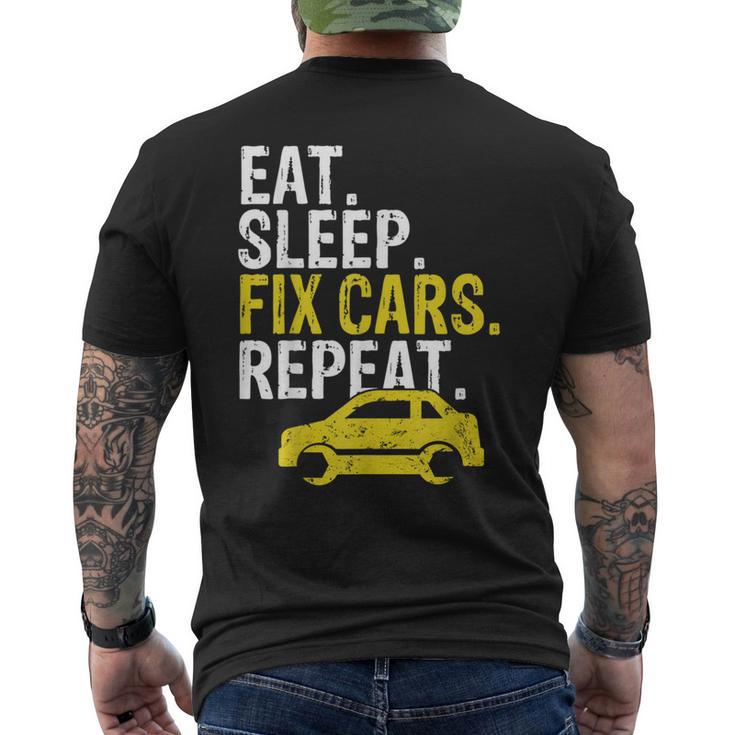 Eat Sleep Fix Cars Repeat Auto Mechanic Men's T-shirt Back Print