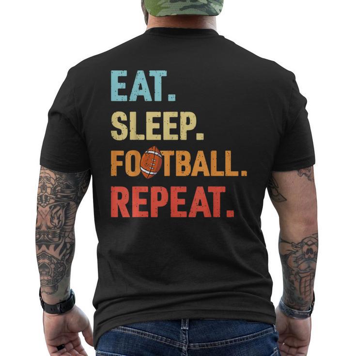 Eat Sleep Football Repeat Retro Football Player Coach Men's T-shirt Back Print