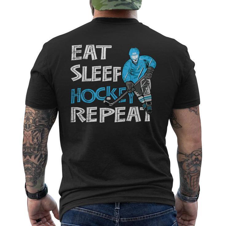 Eat Sleep Hockey Repeat For Boys And Men's T-shirt Back Print