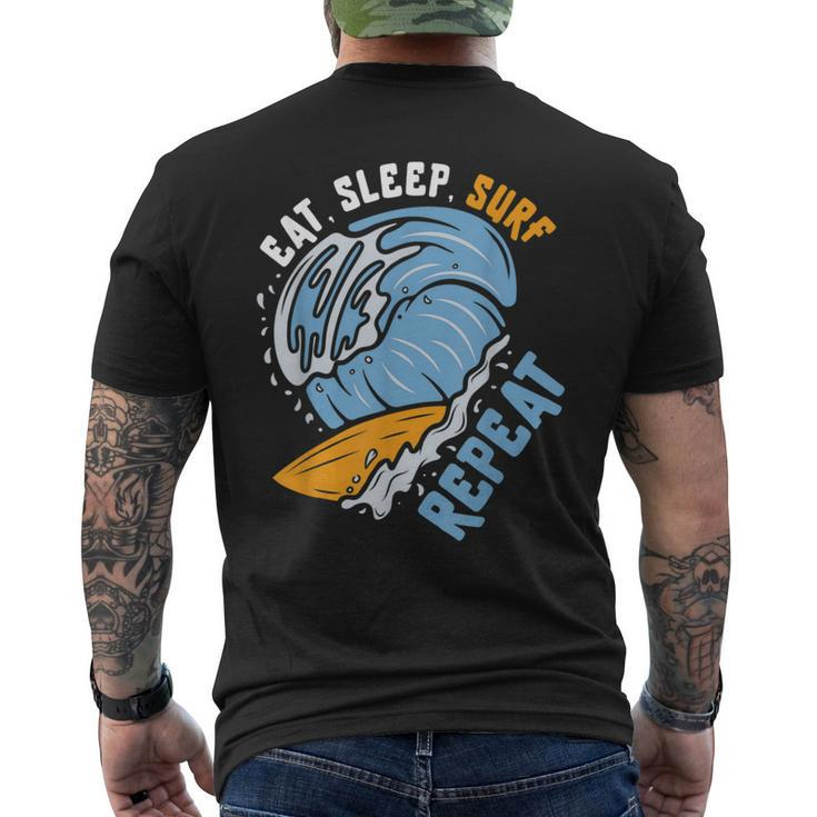 Eat Sleep Surf Repeat Surfing Men's T-shirt Back Print