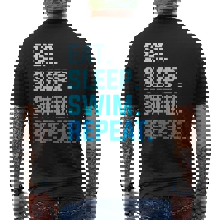 Eat Sleep Swim Repeat Natación Camiseta Hombre Estampado Espalda