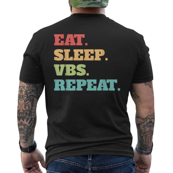 Eat Sleep Vbs Repeat Vacation Bible School Crew Summer Camp Men's T-shirt Back Print