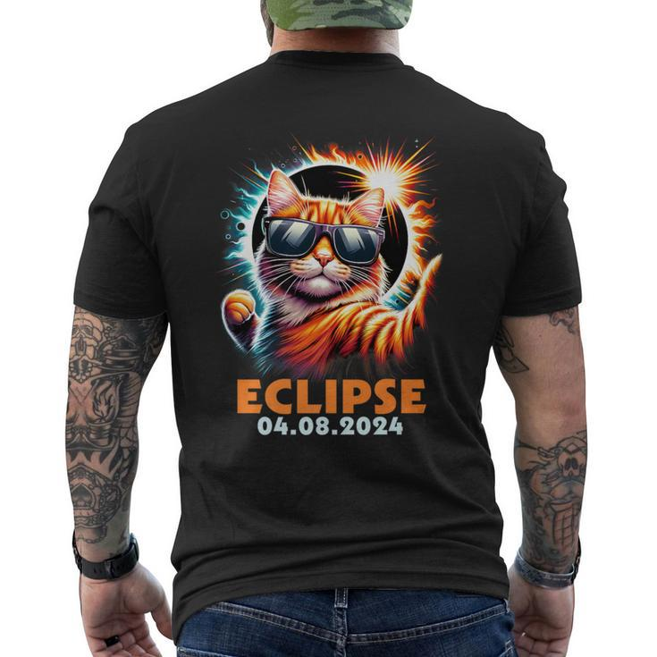 Eclipse 2024 Cat Taking A Selfie With Total Solar Eclipse Men's T-shirt Back Print
