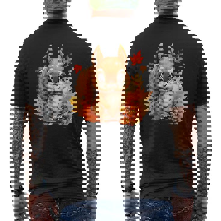 Écureuil D'automne Avec Feuilles Mignon Amoureux De La Nature D'automne T-shirt imprimé au dos