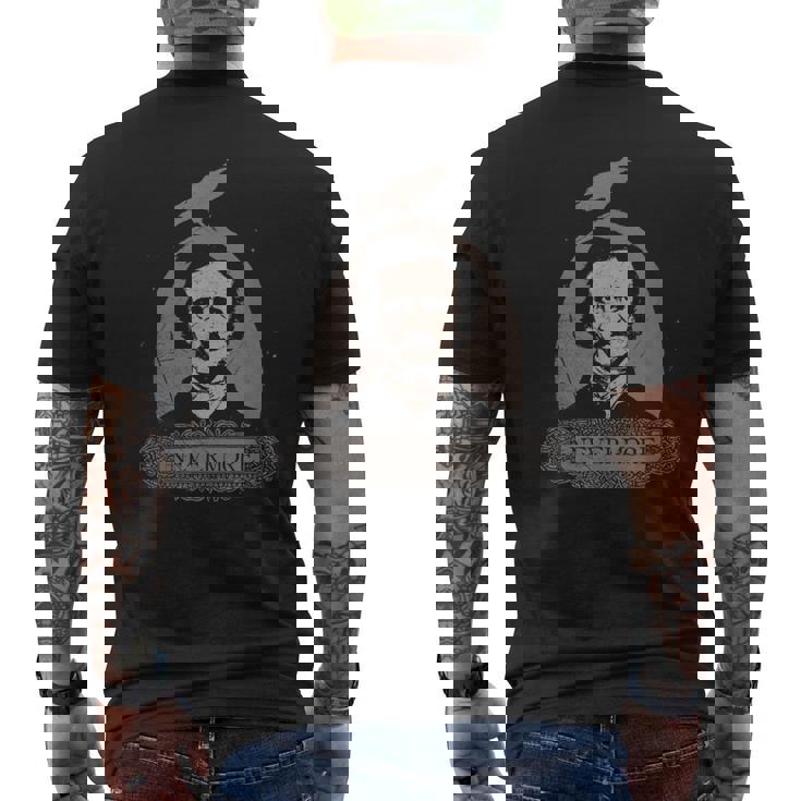Edgar Allan Poe Cuervo Gótico Nunca Más Oculto Inglés Horror Camiseta Hombre Estampado Espalda