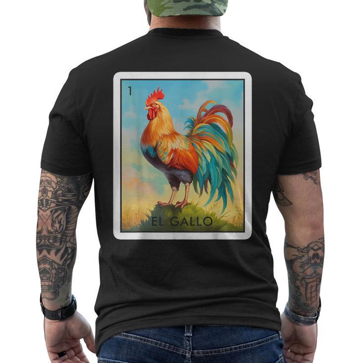 El Gallo Mexican Lottery Bingo Game Traditional Rooster Card Men's T-shirt Back Print