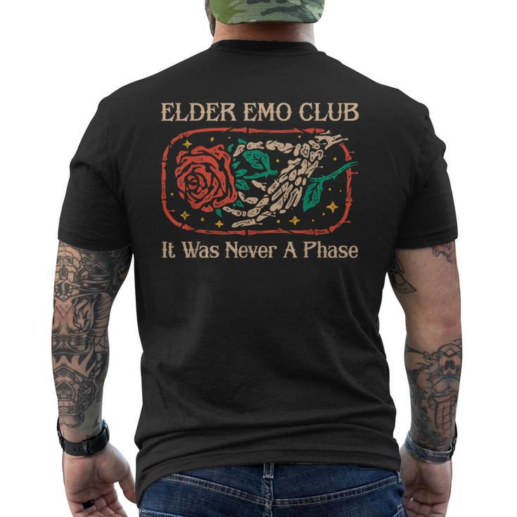Elder Emo Club It Was Never A Phase Skeleton And Rose Quote Men's T-shirt Back Print