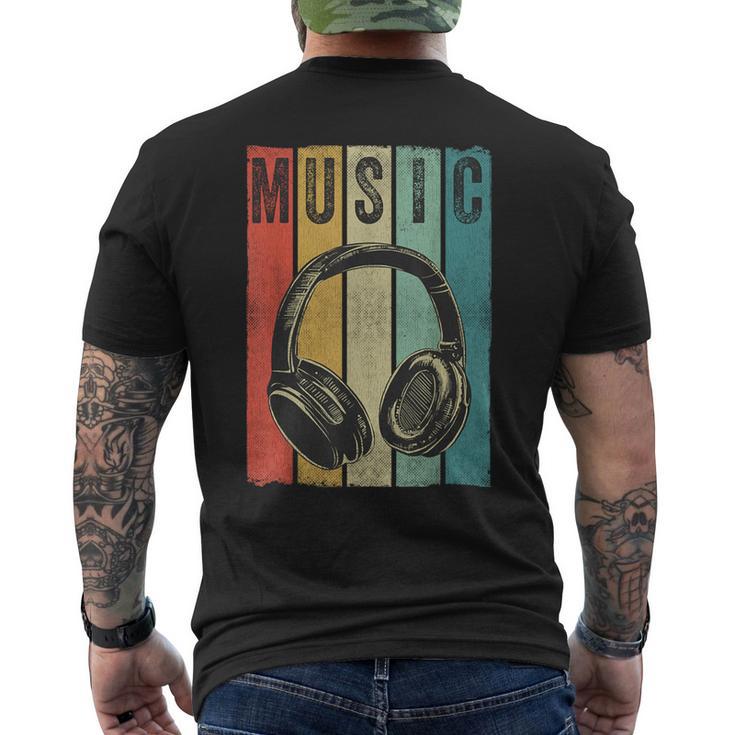 Electronic Music Lover Dj Vintage Retro Headphones Men's T-shirt Back Print