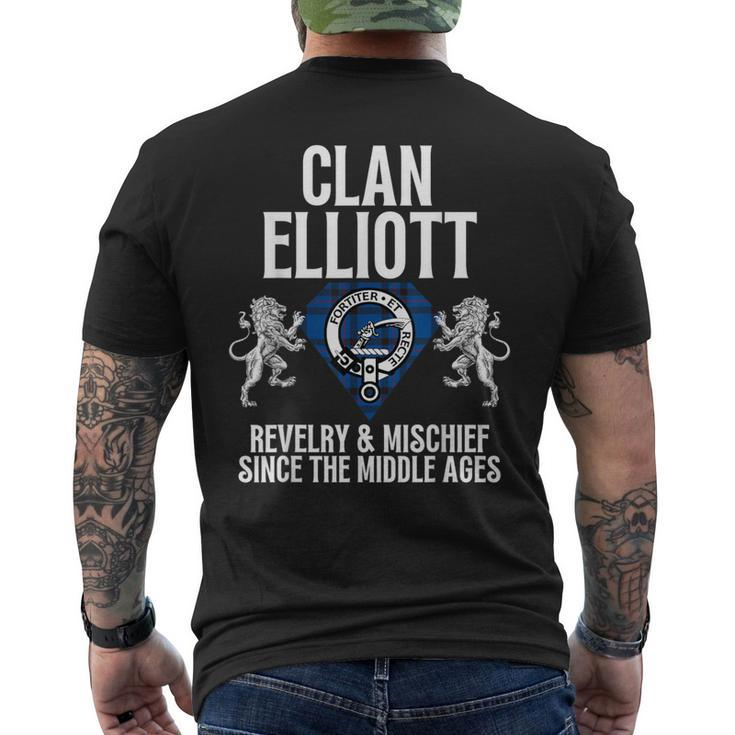 Elliott Clan Scottish Name Coat Of Arms Tartan Family Party Men's T-shirt Back Print