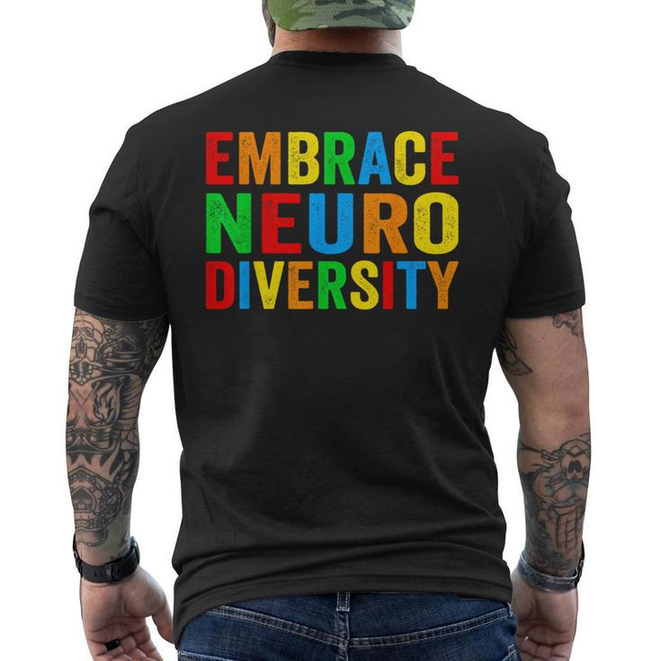 Embrace Neurodiversity Autism Neurodivergent Awareness Men's T-shirt Back Print