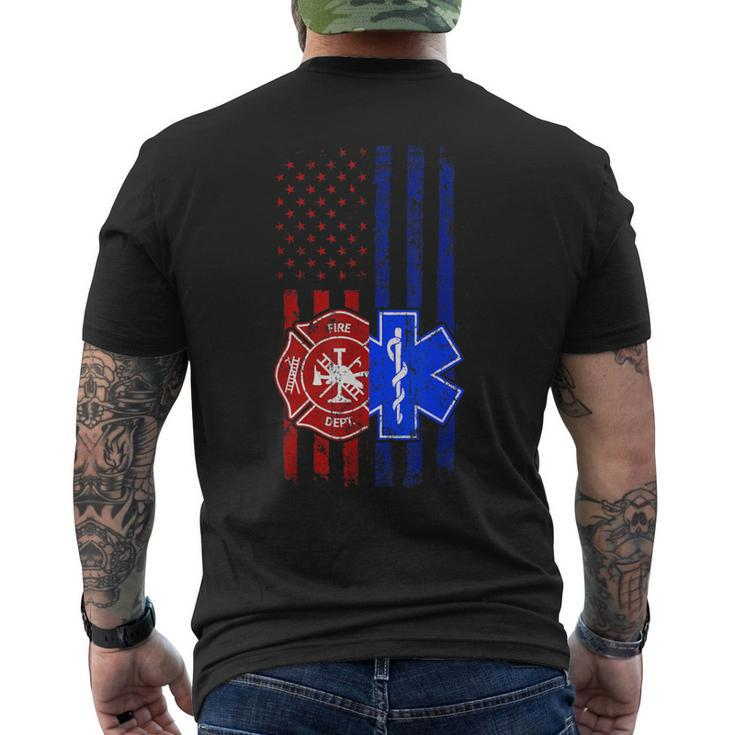 Ems Firefighter Emt Paramedic First Responders Us Flag Men's T-shirt Back Print