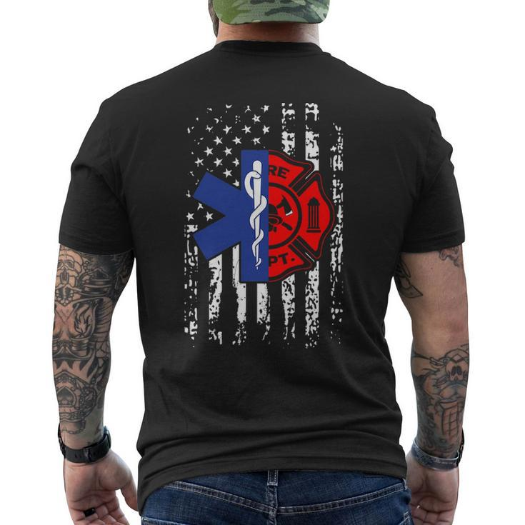 Emt Firefighter Firefighter Emt American Flag Men's T-shirt Back Print