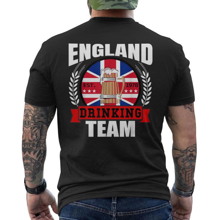 England Drinking Team English Uk Flag Beer Party Men's T-shirt Back Print