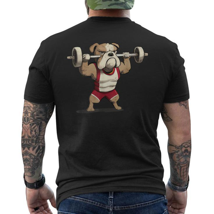 English Bulldog Weightlifting Graphic Animal Fitness Gym Fun Mens Back Print T-shirt