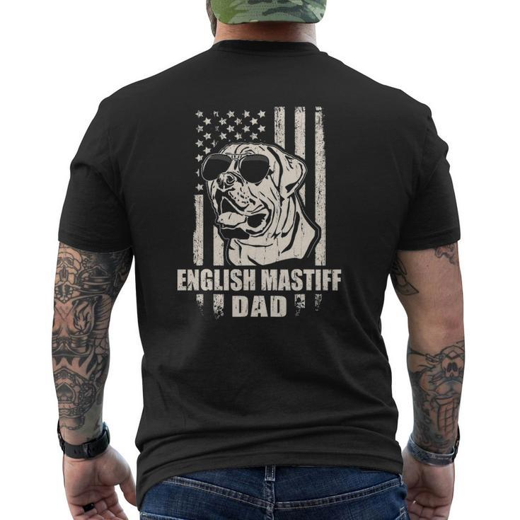 English Mastiff Dad Cool Vintage Retro American Flag Mens Back Print T-shirt