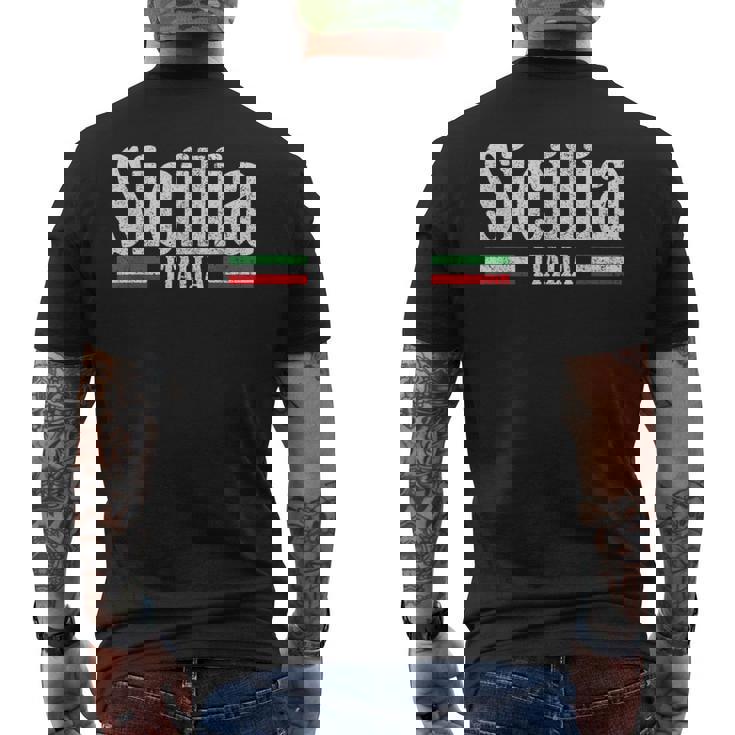 Europaiajeintage Sicilia Italia Italiano Sicilia Turista Camiseta Hombre Estampado Espalda