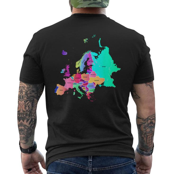 Europe Political Map With Boundaries And Countries Names Men's T-shirt Back Print