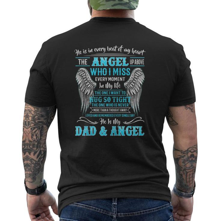 He Is In Every Beat Of My Heart Angel Up Above He Is My Dad Zip Mens Back Print T-shirt