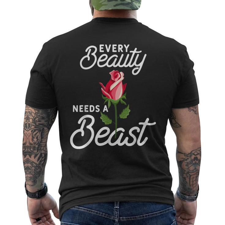 Every Beauty Needs A Beast Matching Couple Weightlifting Men's T-shirt Back Print