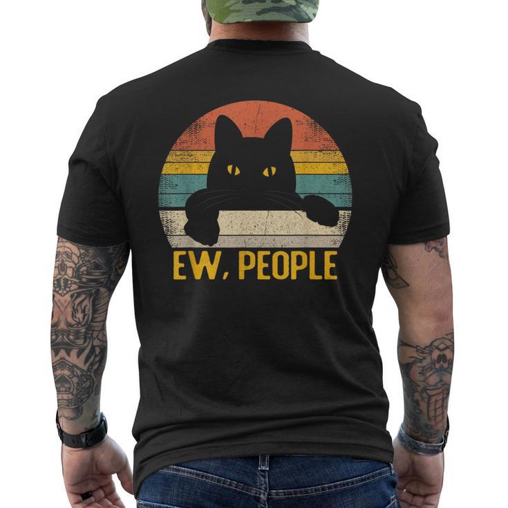 Ew People Black Cat Retro Cat Lover Men's T-shirt Back Print