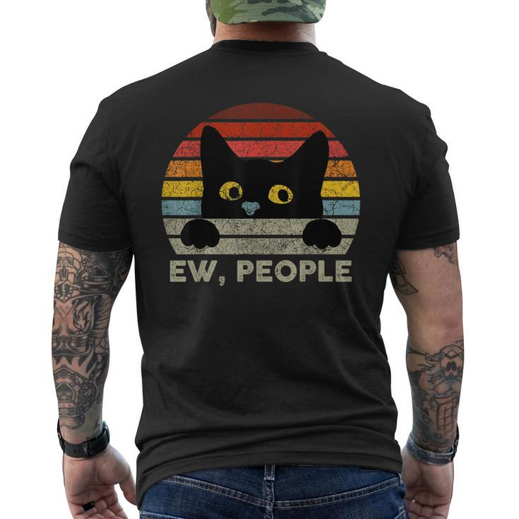 Ew People Vintage Black Cat For Cat Lover Cat Mom Cat Dad Men's T-shirt Back Print