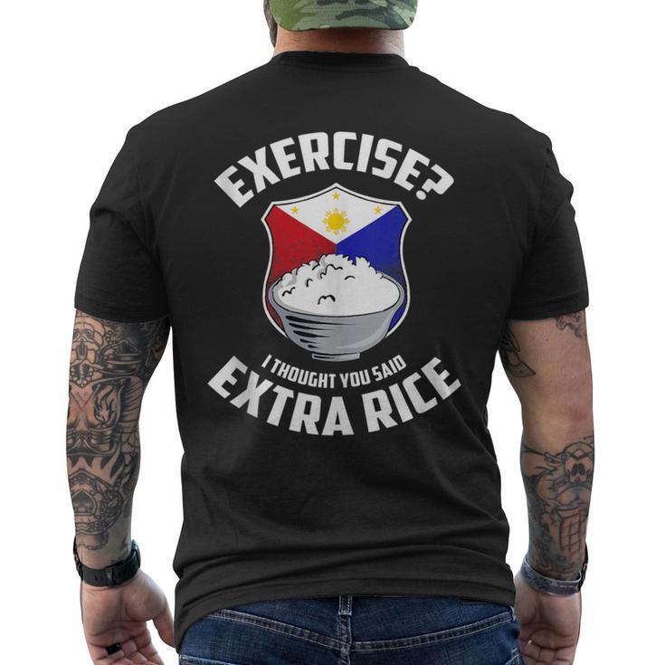 Exercise I Thought You Said Extra Rice Philippines Flag Men's T-shirt Back Print