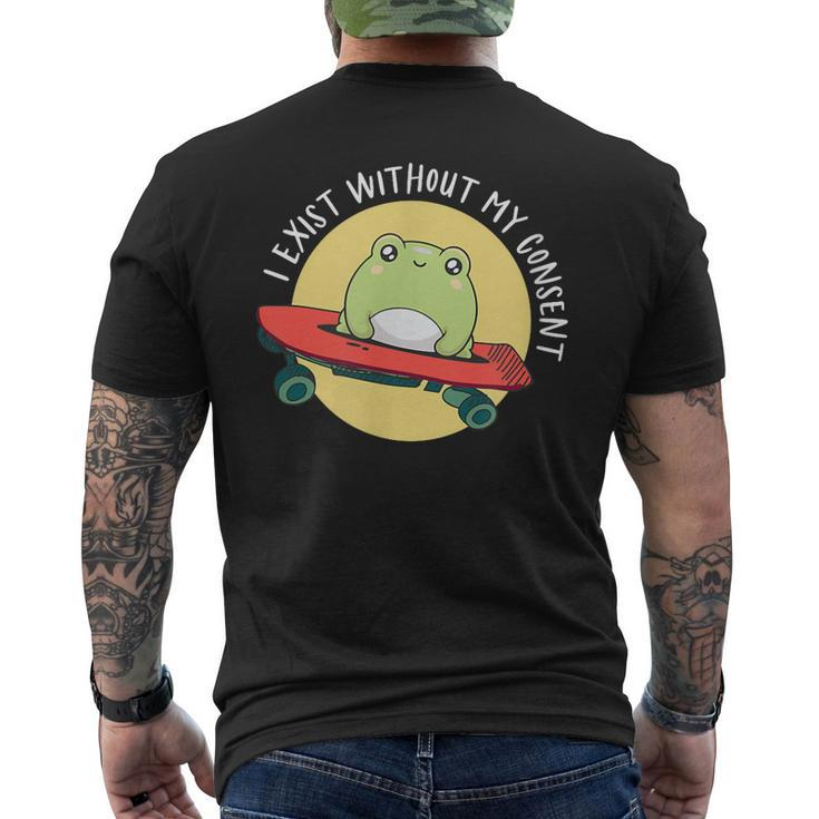 I Exist Without My Consent Cottagecore Skateboarding Frog Men's T-shirt Back Print