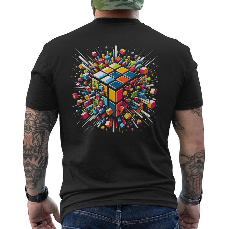 Exploding Cube Speed Cubing Puzzle Master Men's T-shirt Back Print