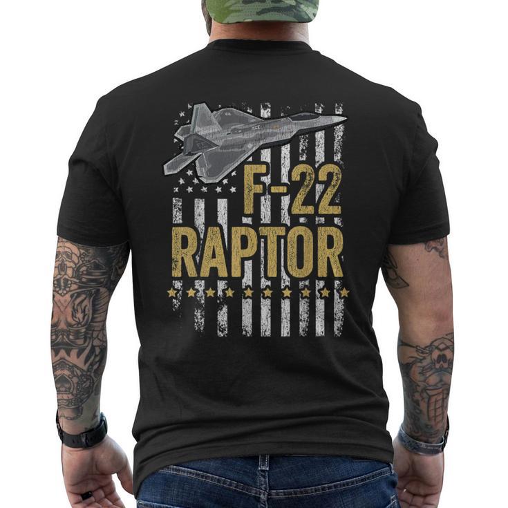 F-22 Raptor Fighter Jet Usa Flag Military F-18 Plane Men's T-shirt Back Print