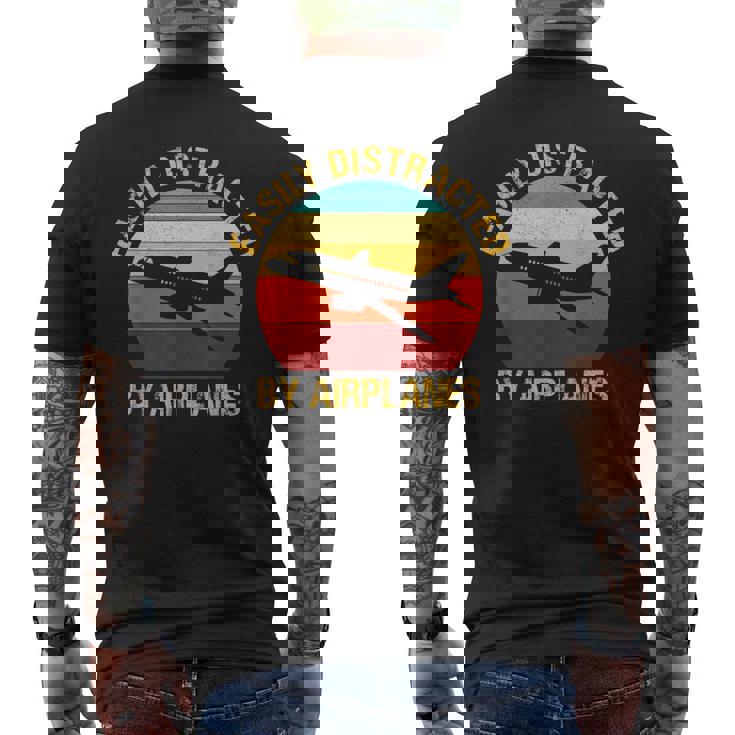Fácilmente Distraído Por Aviones Piloto Regalos Divertidos Aviación Camiseta Hombre Estampado Espalda