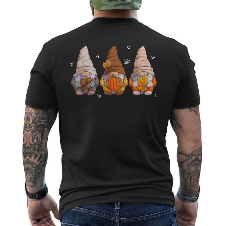 Fall Gnomes Thanksgiving Gnomes With Pumpkin Autumn Leaves Mens Back Print T-shirt
