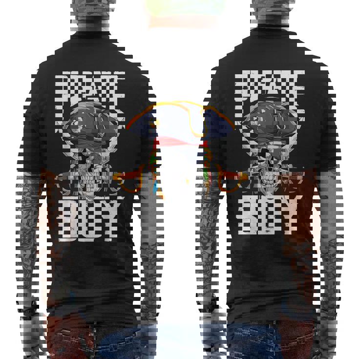 Family Skull Pirate Boy Jolly Roger Crossbones Flag Men's T-shirt Back Print