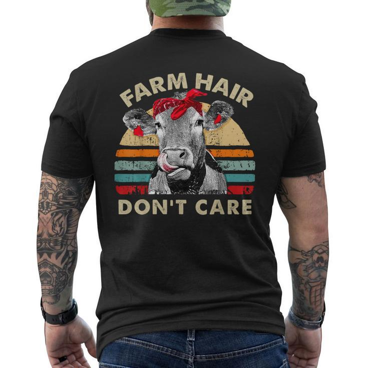 Farm Hair Don't Care T Pun Cows Lover Vintage Farm Men's T-shirt Back Print