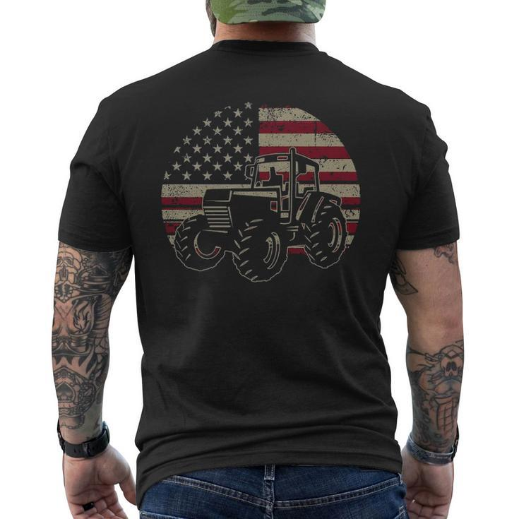 Farm Tractors Usa Flag Patriotic Farming 4Th Of July Farmer Men's T-shirt Back Print