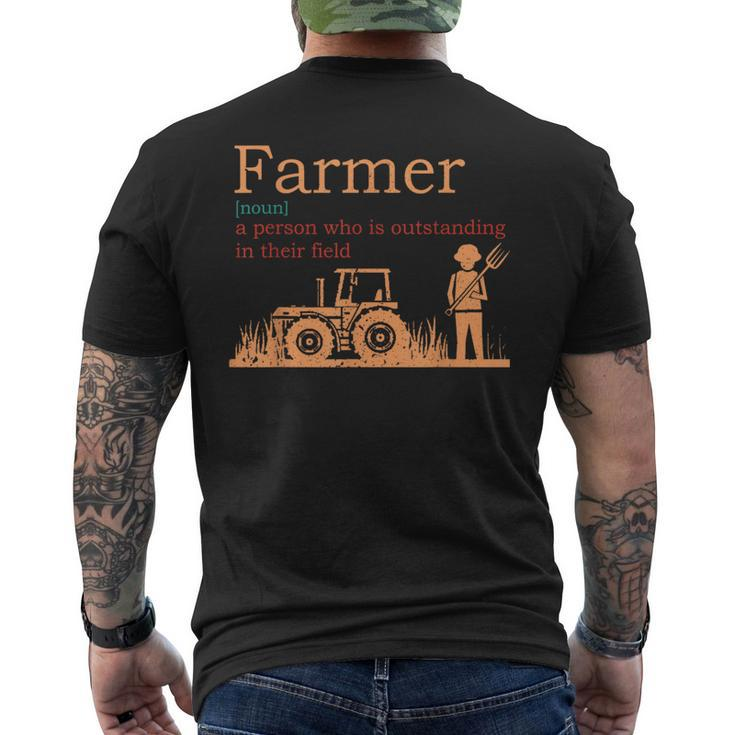 Farmer Definition Farming Farm Tractor Animals Men's T-shirt Back Print