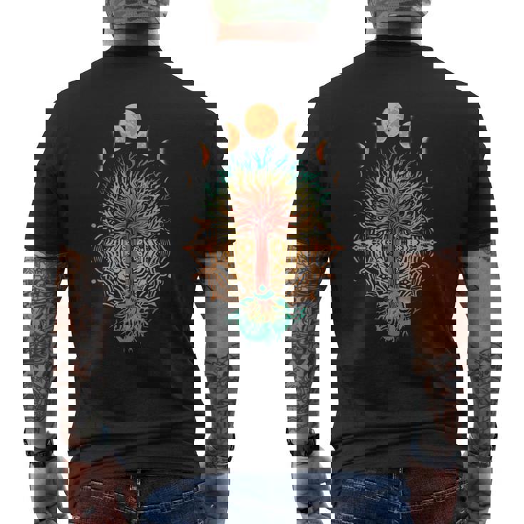 Fase Luna Om Espiritualidad & Símbolo Del Árbol De Meditación Camiseta Hombre Estampado Espalda