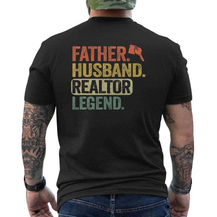 Father Husband Realtor Legend Men Vintage Real Estate Agent Mens Back Print T-shirt