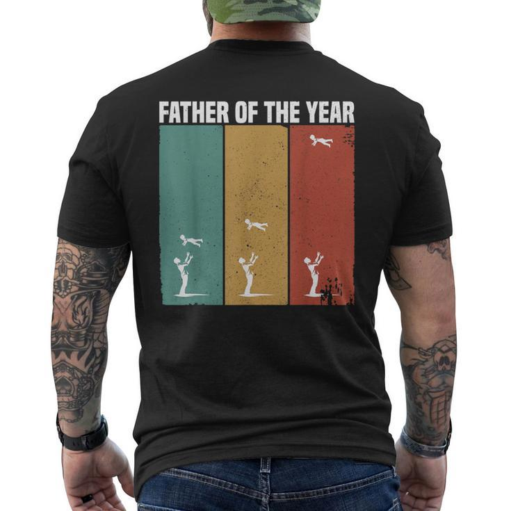 Father Of The Year Dad Throwing Child In Sky Vintage Men's T-shirt Back Print