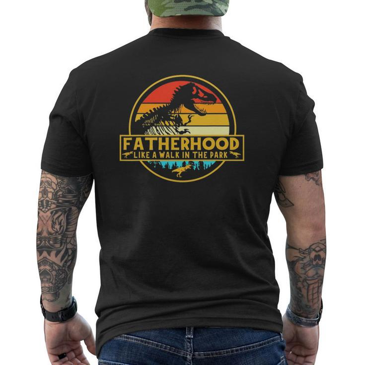 Fatherhood Like A Walk In The Park Dinosaurs Retro Vintage Mens Back Print T-shirt