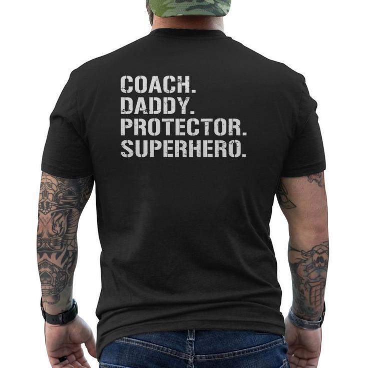 Father's Day Coach Daddy Protector Superhero Mens Back Print T-shirt