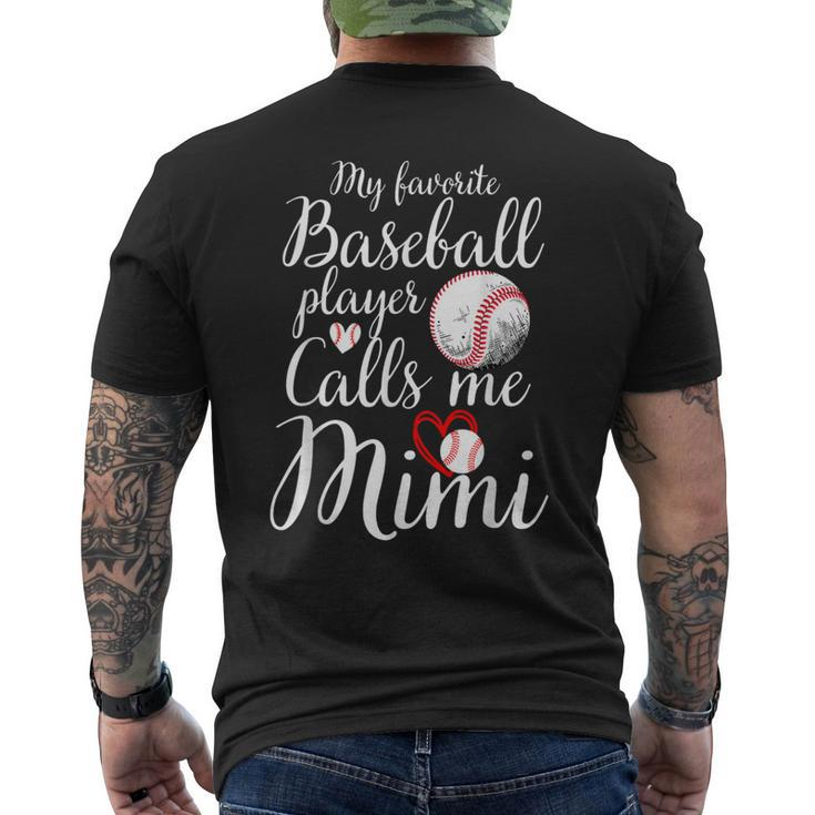 My Favorite Baseball Player Calls Me Mimi Cute Mimi Baseball Men's T-shirt Back Print