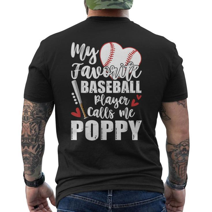 My Favorite Baseball Player Calls Me Poppy Baseball Pride Men's T-shirt Back Print