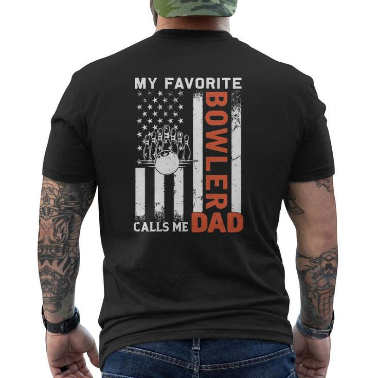 My Favorite Bowler Calls Me Dad Usa Flag Father's Day Mens Back Print T-shirt
