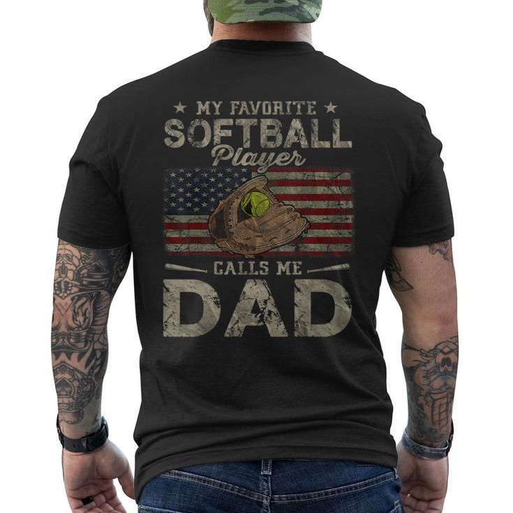 My Favorite Softball Player Calls Me Dad Father's Day Daddy Men's T-shirt Back Print