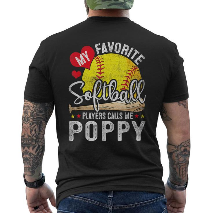 My Favorite Softball Player Calls Me Poppy Softball Pride Men's T-shirt Back Print